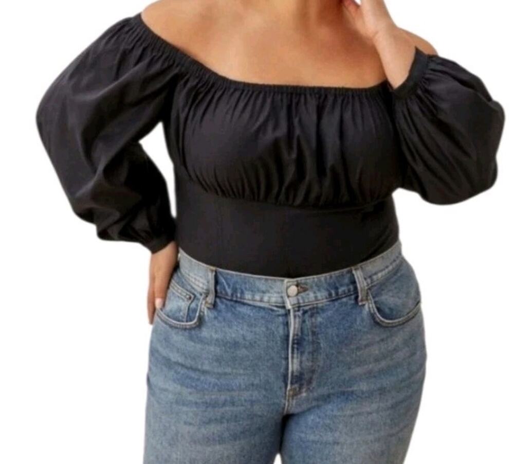Reformation Black Corset Top Size 2 Organic Cotton Strapless Crop Bustier
